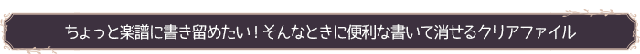 ちょっと楽譜に書き留めたい！そんなときに便利な書いて消せるクリアファイル